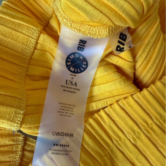 Simon Miller Rib Alder Wide Leg Cropped Pants in Cyrene  Yellow Medium - Picture 5 of 6